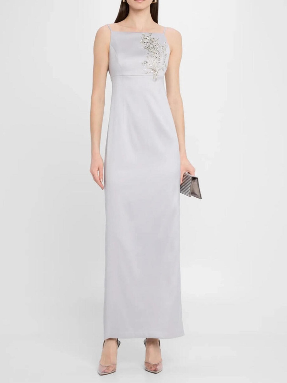 Sachin & Babi Pryce Embellished Mikado Column Gown in Silver